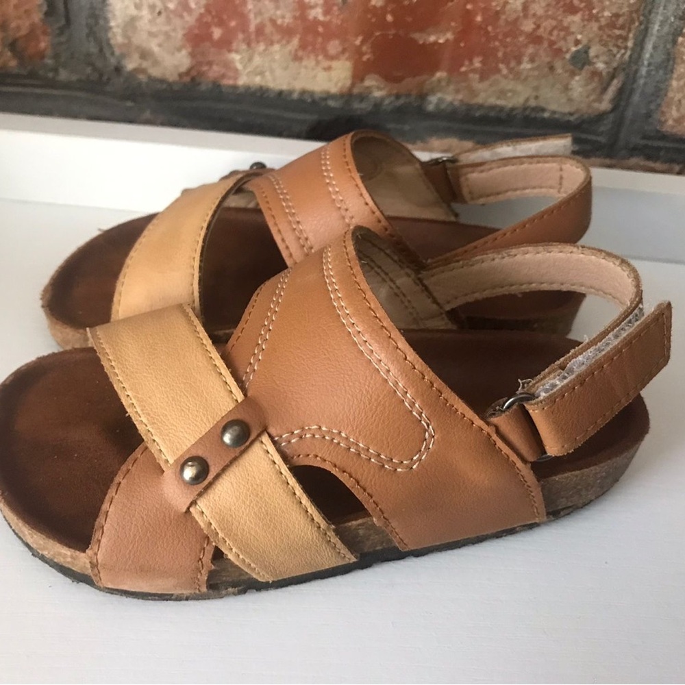 Kids Tan Leather Sandals